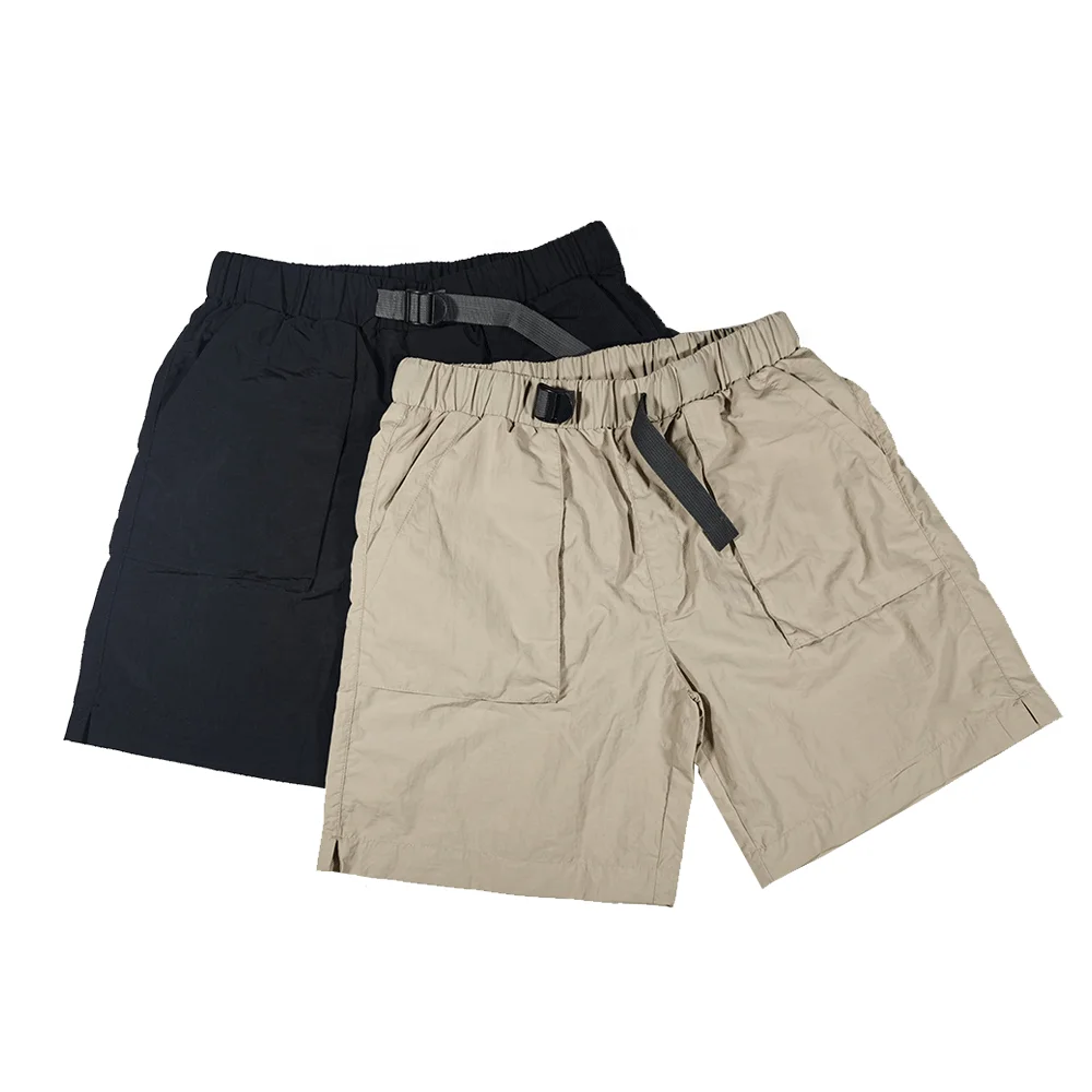 Summer Mens Cargo Quick drying Casual Sweatpants Custom logo Belt buckle Blank Woven Nylon Shorts With Multiple Pockets
