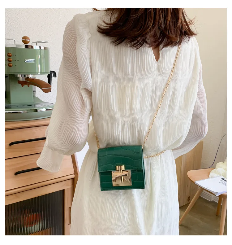 Crocodile Pattern MINI Crossbody Bags For Women Lock Messenger Shoulder Bag Lady Phone Handbags and Purses Stone Pattern