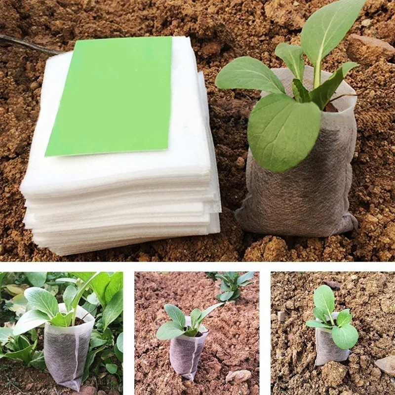 MZL 100 Pcs/Bag Non-Woven Seedling Bag Plant Growing Bag Nutrition Gardening Supplies 8*10 Cm