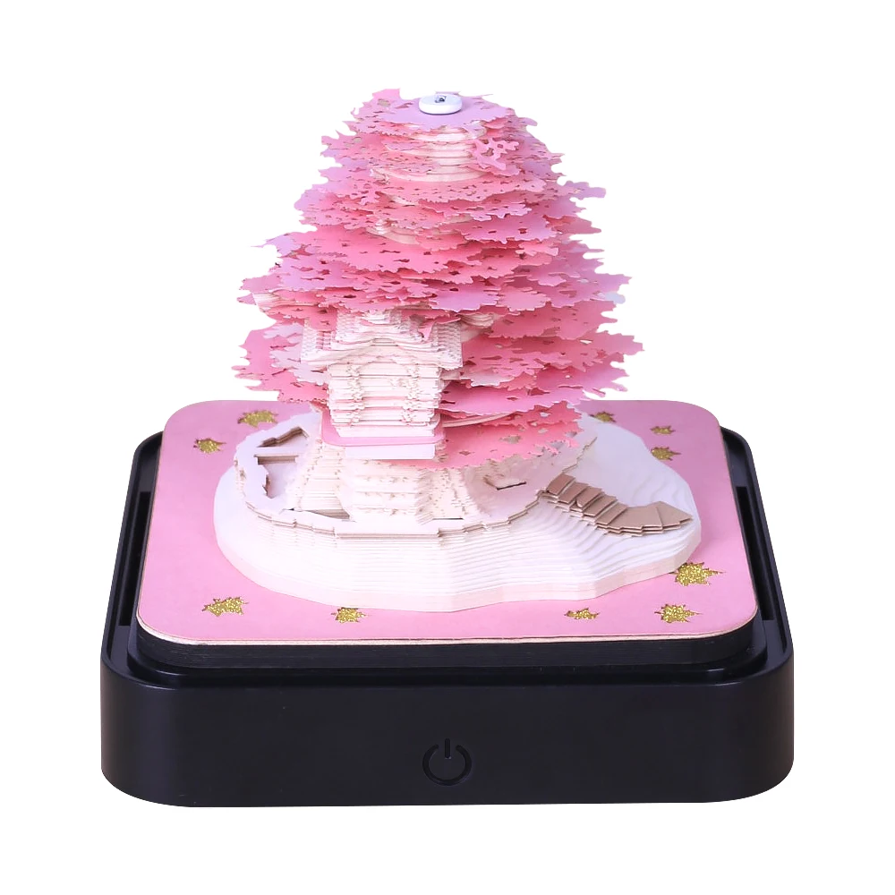 Best Selling Online Green Tree House Castle 3D Memo Pad Desk Decor Paper Arts 2024 Calender Crafts For New Year Gifts