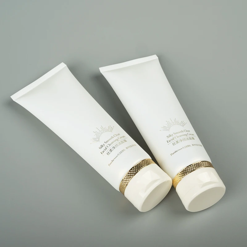 Eco-friendly Materials Empty Custom Packaging 120ml 250ml Oval Flat White PE Plastic Cosmetic Squeeze Tubes with Flip Cap