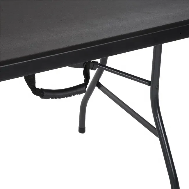 180cm Black Color HDPE Rectangular Center Foldable Party Plastic Folding Tables Wholesale