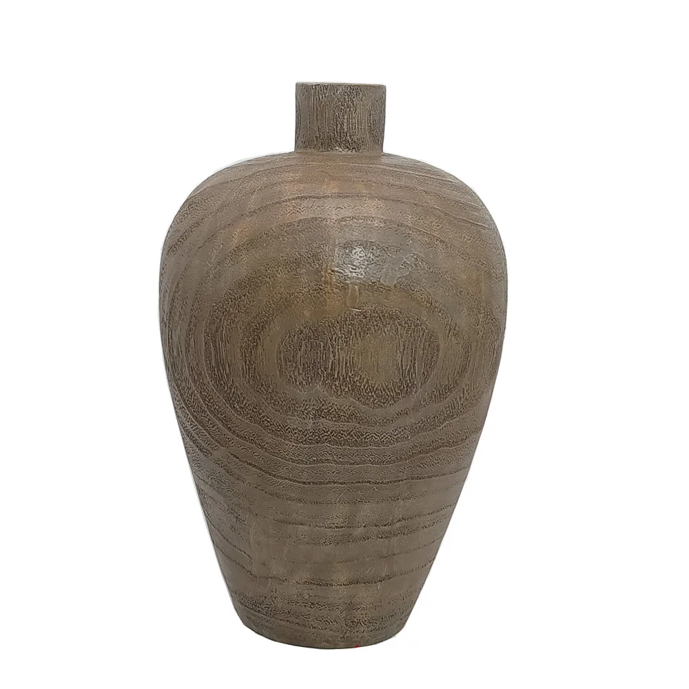 10 Inch Tabletop Decor Home Decoration Wood Look Polyresin Flower Vase Clay Effect Resin Pot