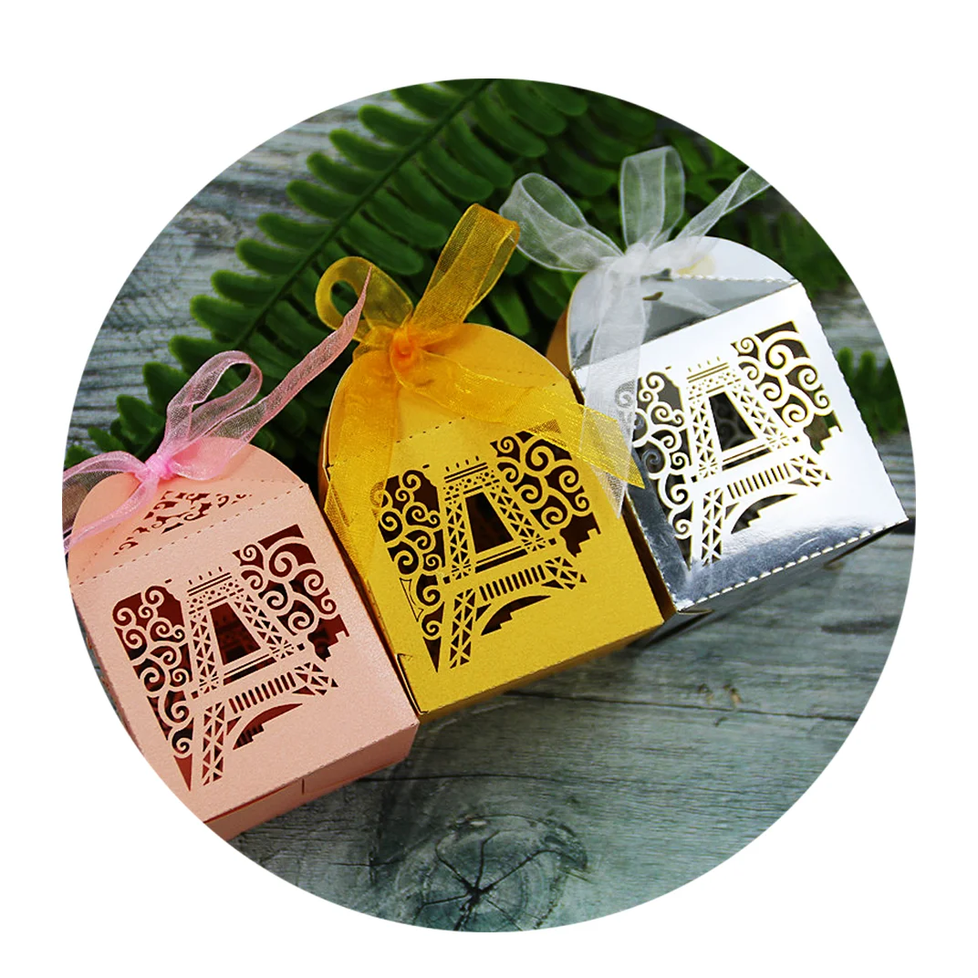 Eiffel Tower Laser Cut Wedding Favors Candy Box Packing Chocolate Paper Sweet Box
