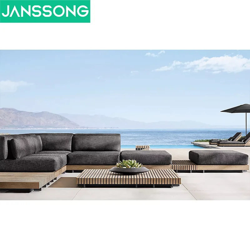Myanmar wooden furniture garden set deep seating design solid wood teak modular sofa set