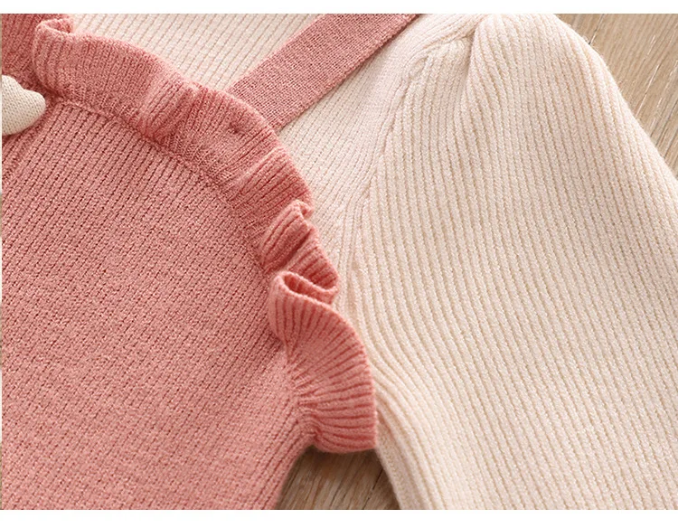 Autumn And Winter Lovely 2pcs Knitted Sweet Casual Clothing Sets Sweater Top Pant Girls Suits