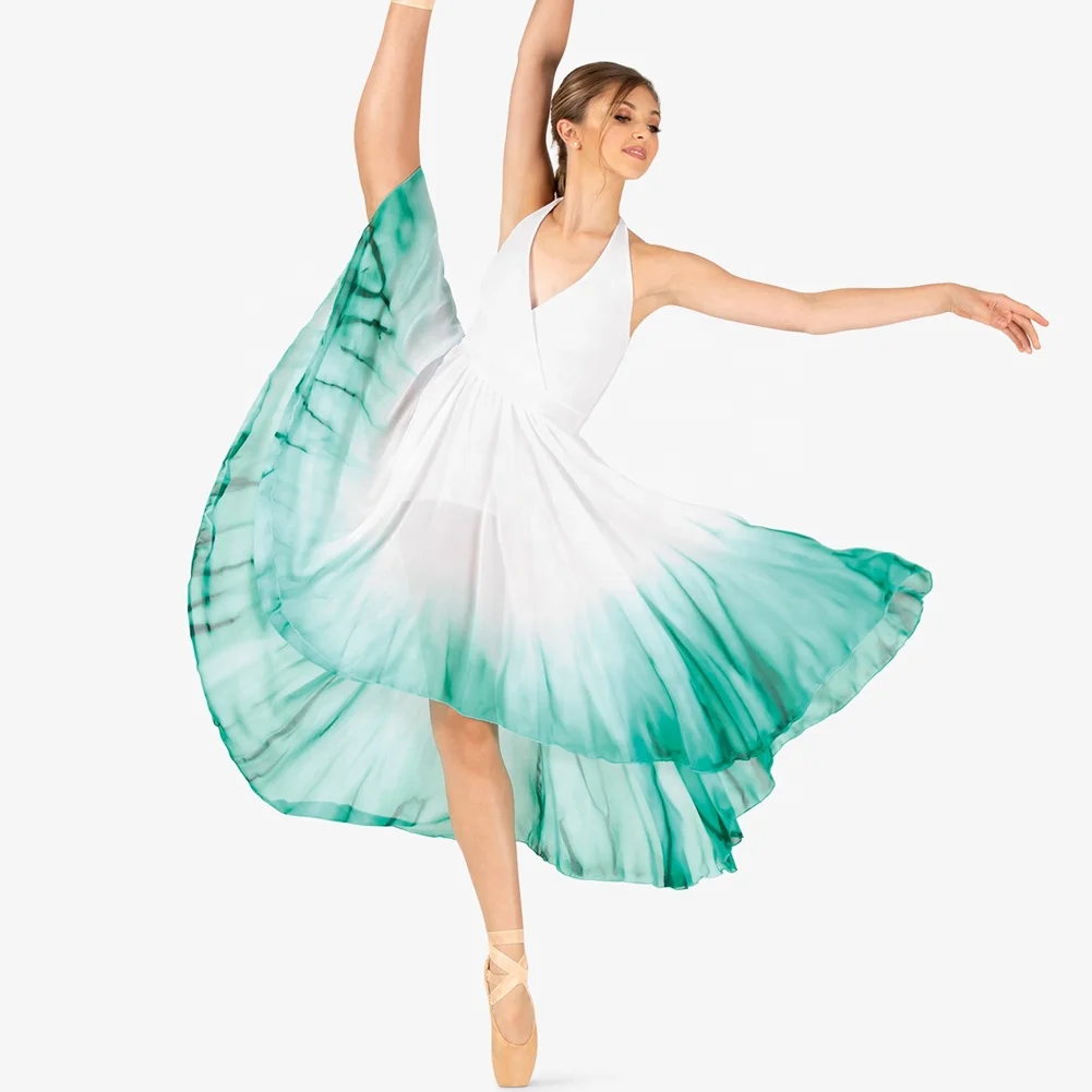 Ballet Dance Dress Ombre Modern Dance Costume High-low Lyrical Dresses High Quality Elegant Adults Performance Sequined Spandex