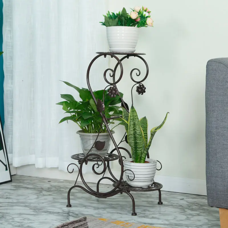 Подставка из кованого железа в европейском стиле для цветов, металлическая подставка для растений, подходит для горшков комнат и балконов