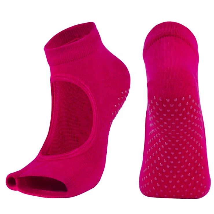 Lowest MOQ Fitness anti slip sticky combed cotton Toeless Open Toe Women Yoga Pilates socks