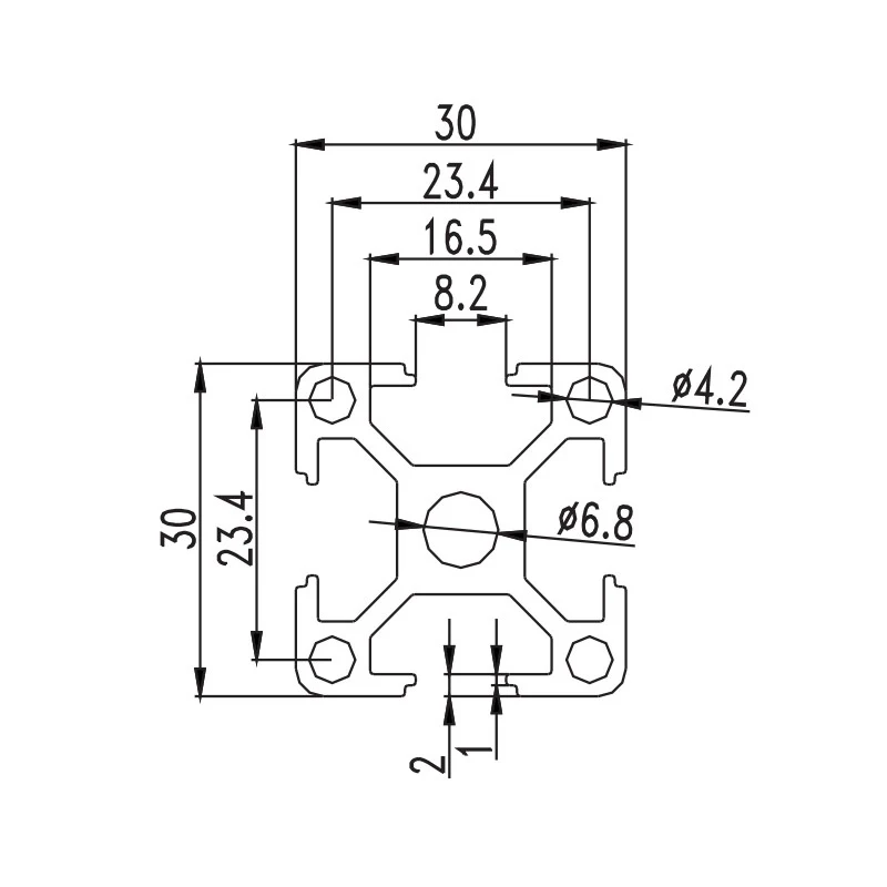 OEM Aluminum Extrusion T slot 6063 series extruded 3030 aluminium profile