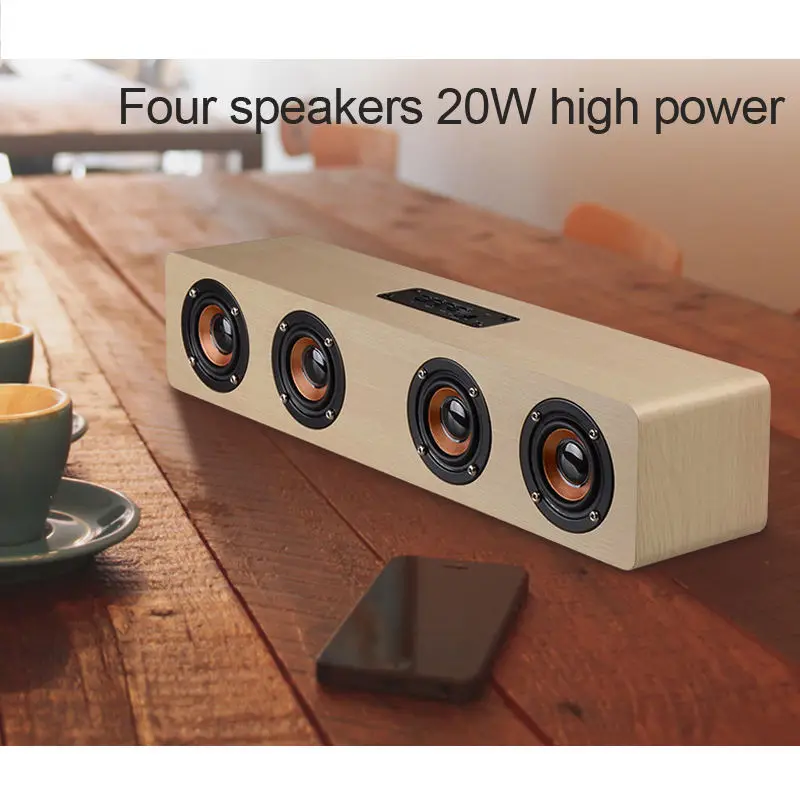 Cafes Restaurants Vintage Stores Bedroom Home Office Outdoor USB TF Card AUX FM AM 20W Wood Retro Portable Mini Wireless Speaker