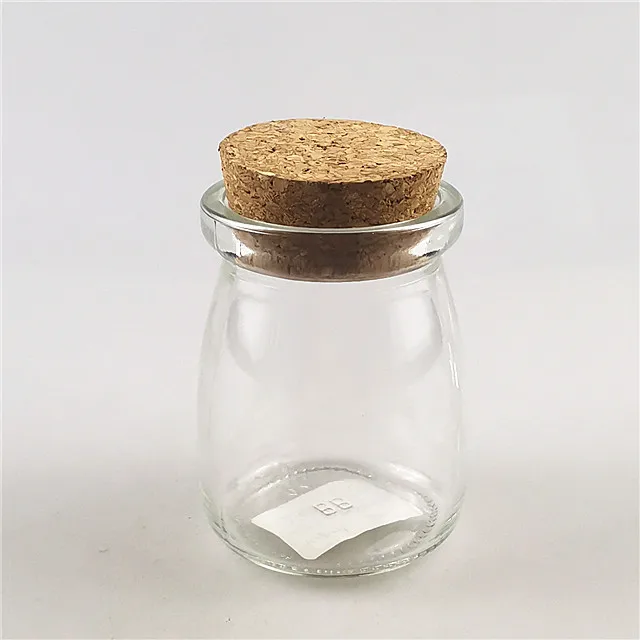 high quality small mini wholesale wide 100ml yogurt pudding jar with cork lid