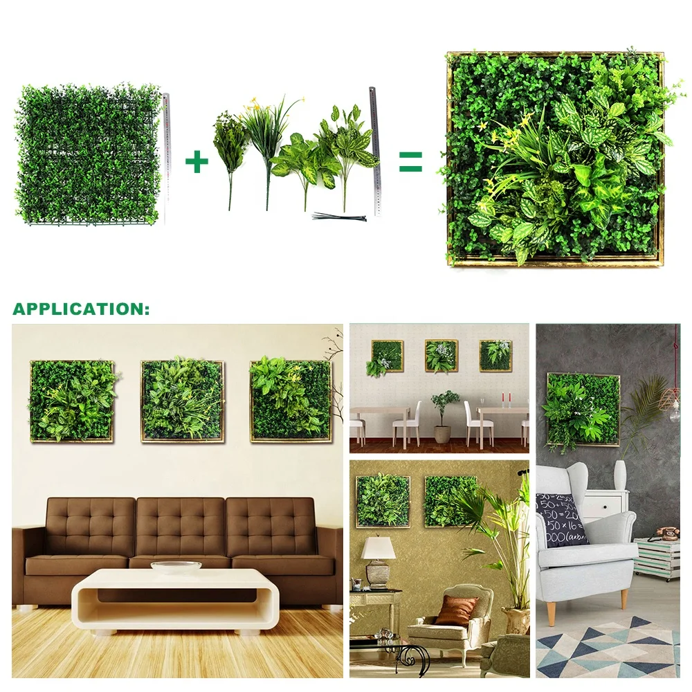 New design customized artificial boxwood panel wall green plants for garden decor