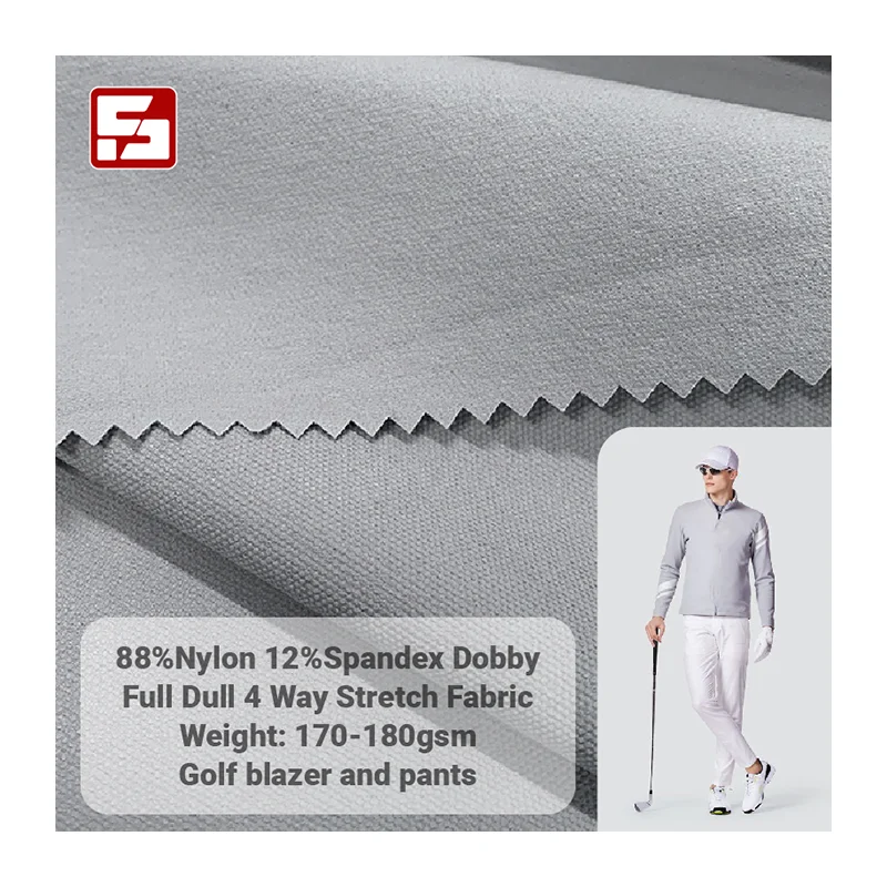 88% Nylon 12% Spandex Fabric Dobby 4 Way Stretch Woven Fabric For Golf jacket and pants