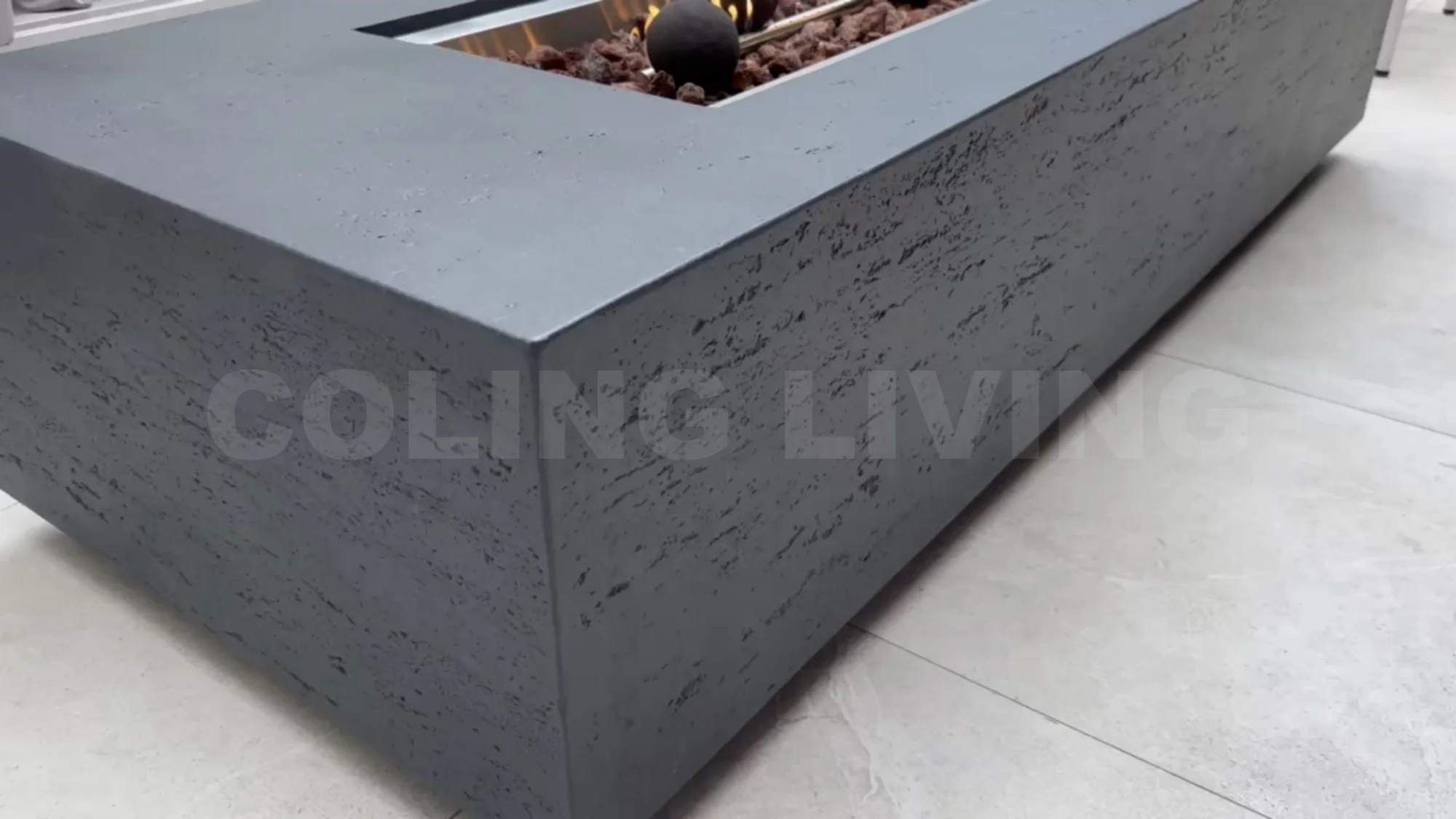 New P007-2 Premium Rectangular LPG fire pits Outdoor Patio gas Fireplace with Real Flame