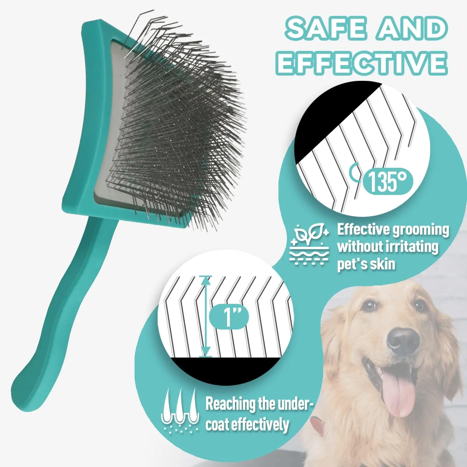 Petdom Oem Cat And Dog Brushes Medium Wooden Pet Hair Fluffing Dog Pins Brush Pet Cat Dog Grooming Slicker Brush
