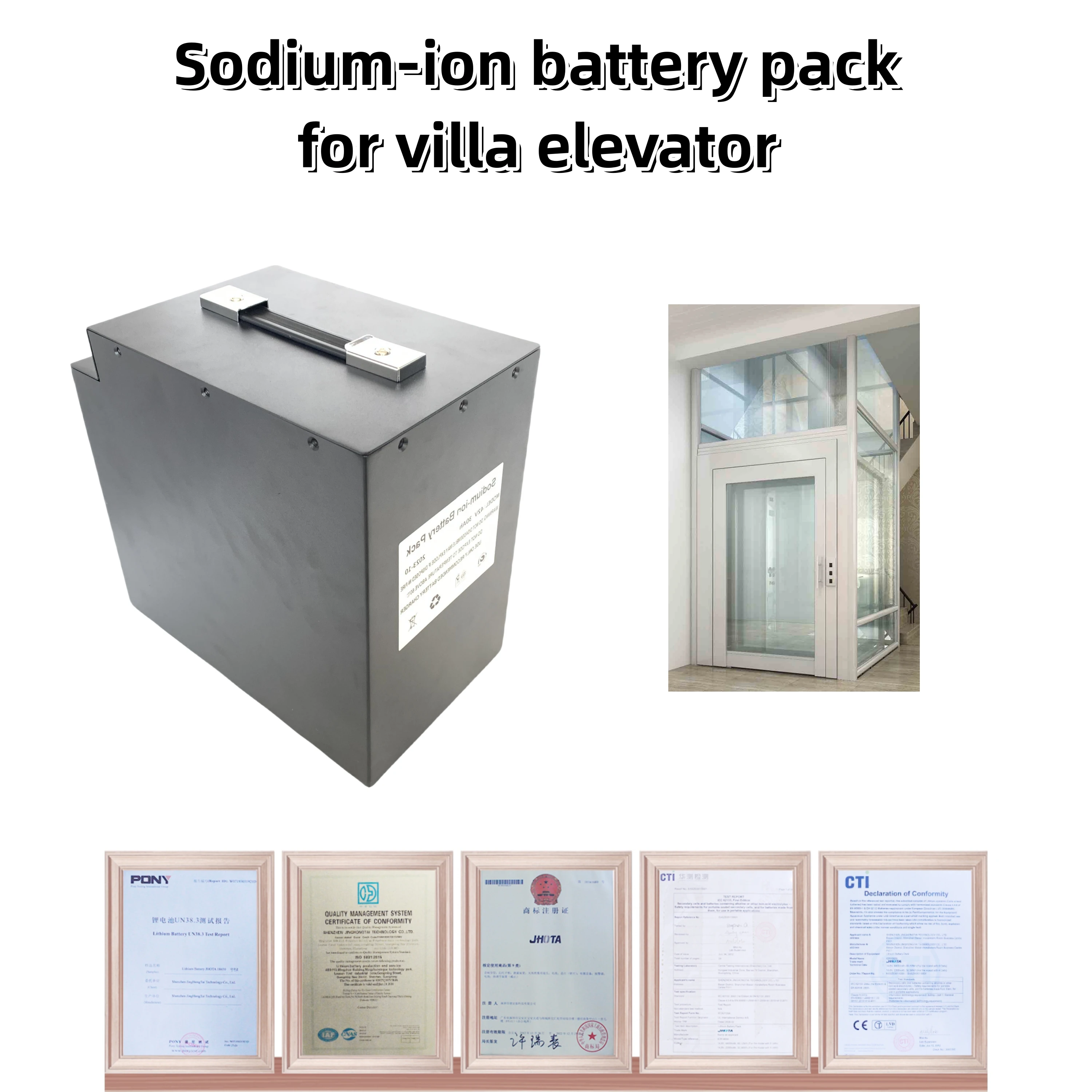 Lower Price IP67 waterproof Temperatuture Protection 42v 30ah sodium ion battery pack for villa elevator