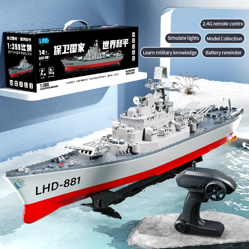 2.4Ghz 1/390 Scale High Speed Electric Simulation RC Cruiser Model RC Speed Boat Watch Sensor Battleship RC Boat Ship Model Toys