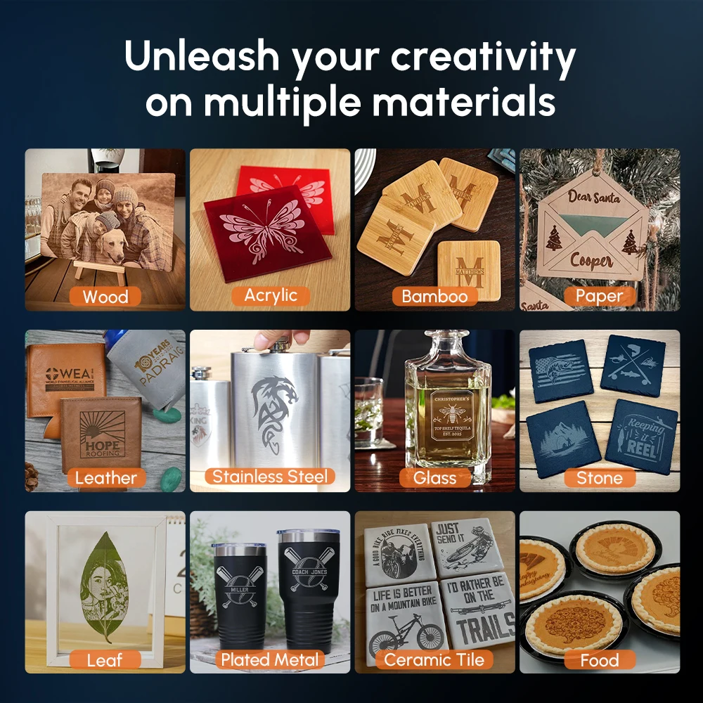 Engraver Cutter Desktop Stamp Making Wood Aluminum Leather Wallets Plastic Acrylic Laser Cutting Engraving Machine