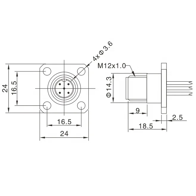 Finecables Waterproof A Code 5 Pin Panel Mount M12 Flange Connector