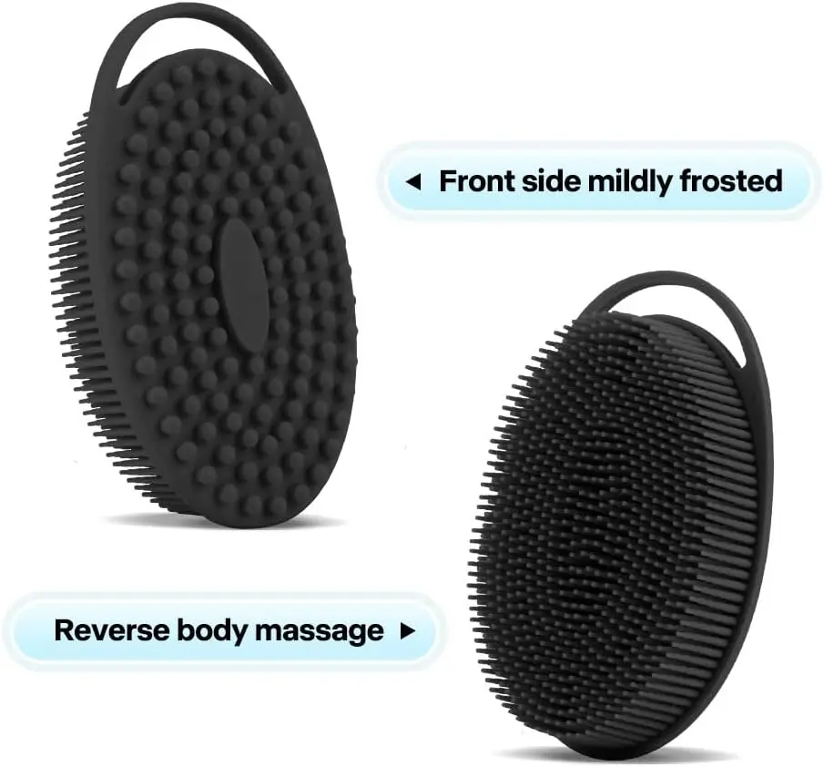 Double Sided Silicone Bath Shower Scrubber Boby Exfoliating Massage Silicone Body Wash Brush With Hook