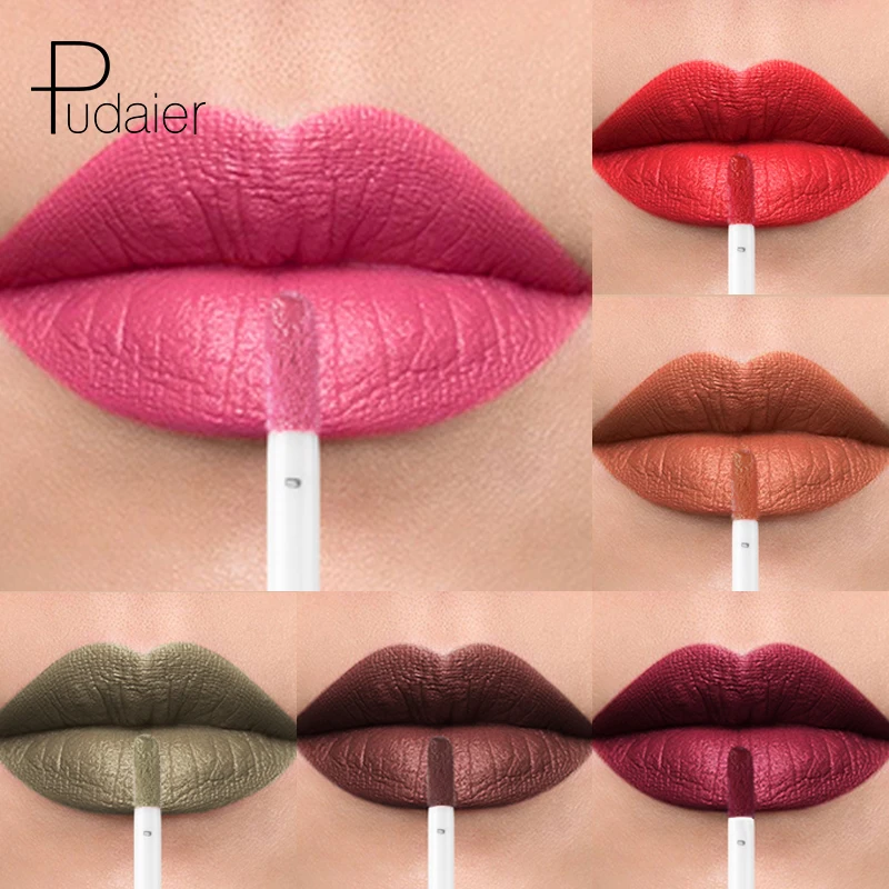 Pudaier Waterproof and Long Lasting Lip Makeup Kit High Pigmented Lip Liner and Liquid Lipstick Custom Lip Beauty Cosmetics