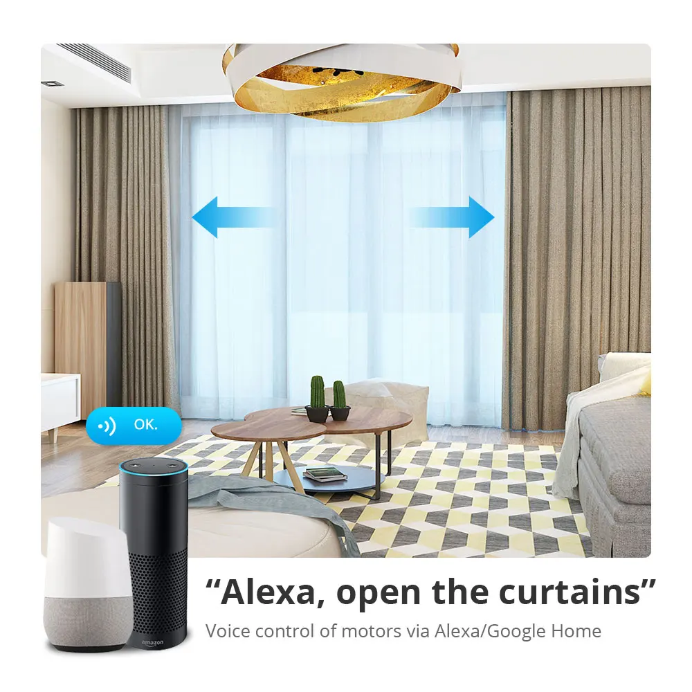 Умная шторка Zemismart Alexa Google Home электрическая с дистанционным