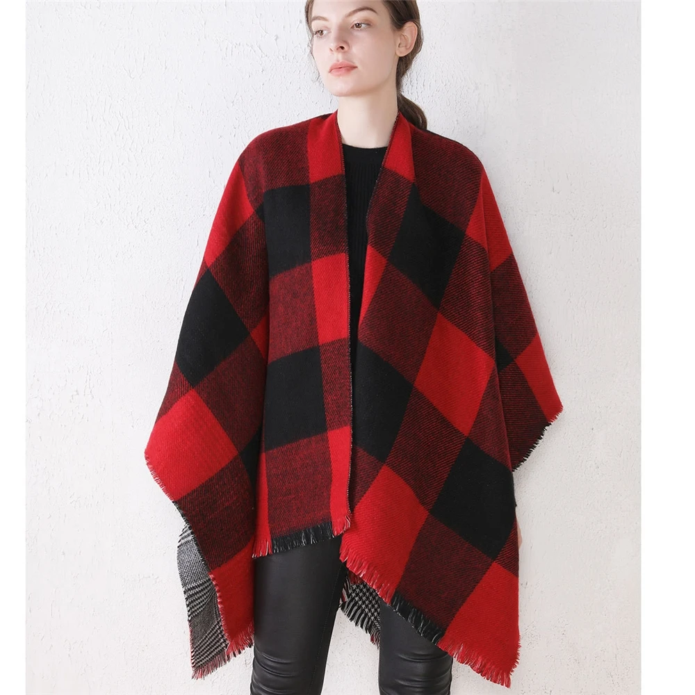 2020 New Trendy Winter overside large plaid checked color block soft Pashmina Shawl Scarves for Women in stock