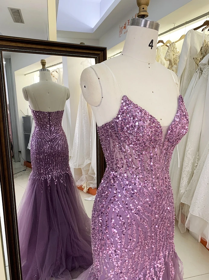 2024 green New embroidery sleeveless satin mermaid lace up back long prom evening women dresses wholesale