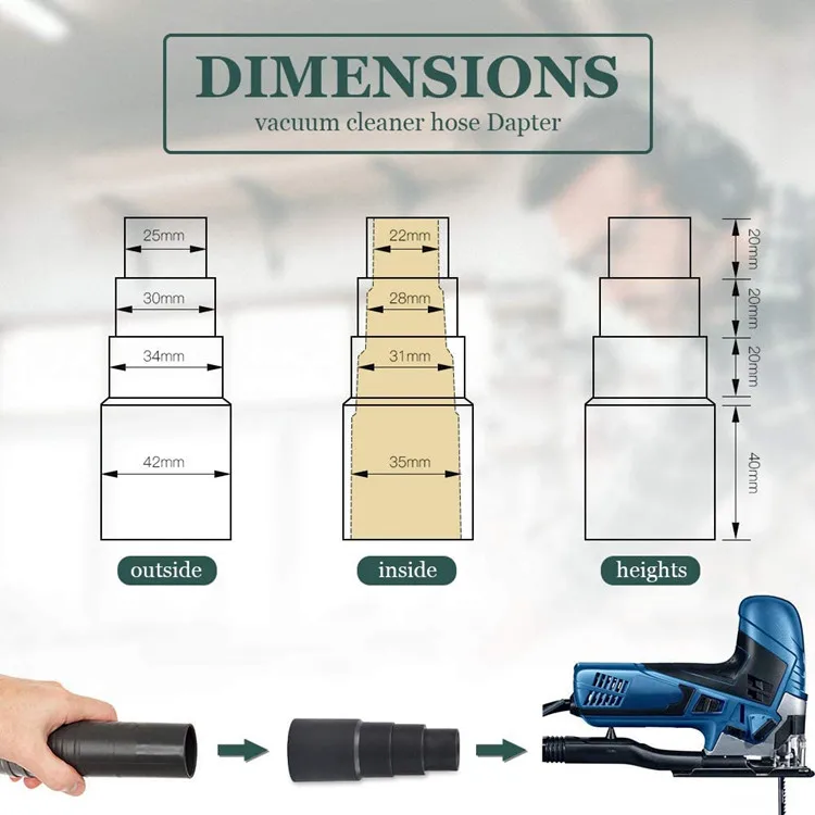 Universal Vacuum Cleaner Power Tool / Sander Dust Extraction Hose Adaptor (26mm, 32mm, 35mm, 38mm)