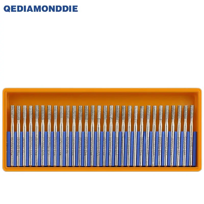 30 pcs Diamond Burr Set Engraving Tools Electroplated Diamond Grinding Head For Grinding Tungsten Carbide Wood Glass Stone Gem