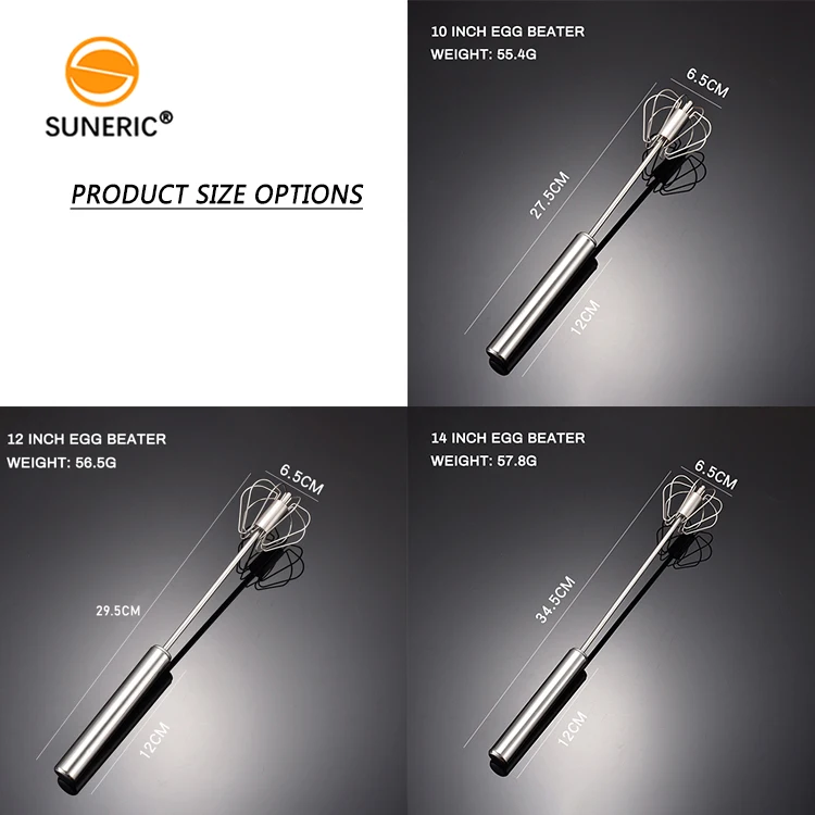 Полуавтоматический вращающийся венчик для яиц ручной миксер из нержавеющей стали с пружинным венчиком самостоятельного перемешивания