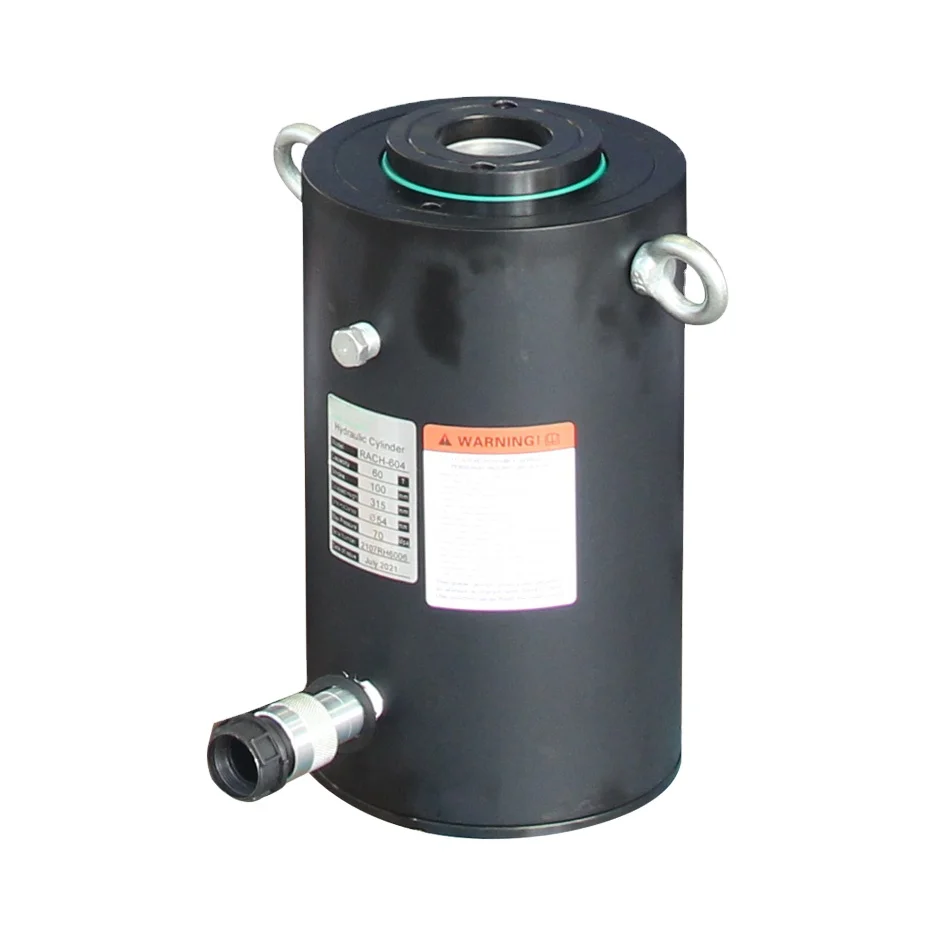 Hydraulic cylinder RACH-1002 100T highly cost effective single acting aluminum center hole hydraulic ram