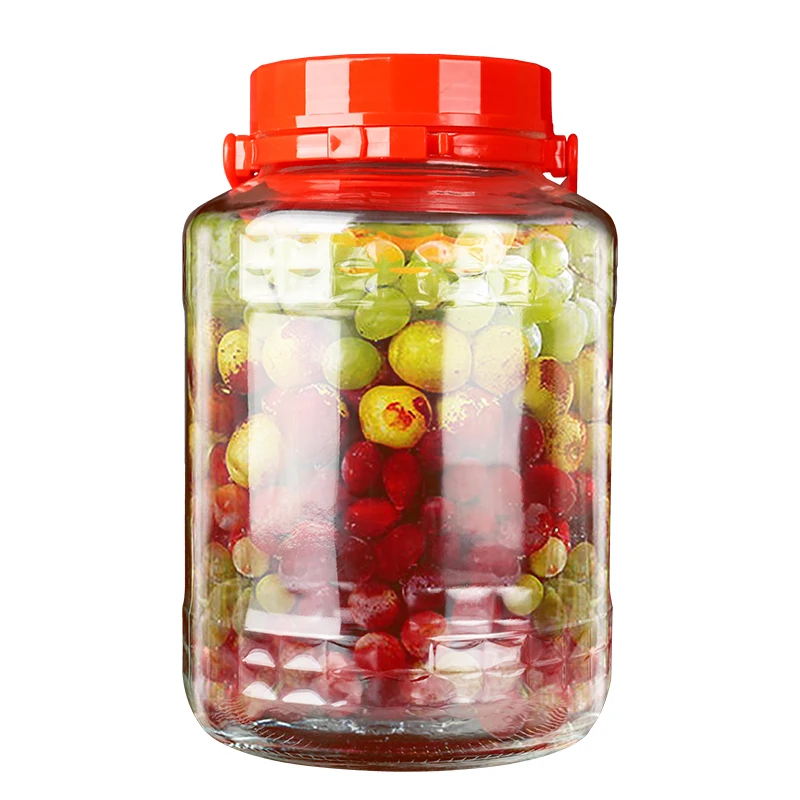 Популярный новый продукт стеклянная бочка бутылка для фруктового вина с пластиковой крышкой прозрачная банка напитков