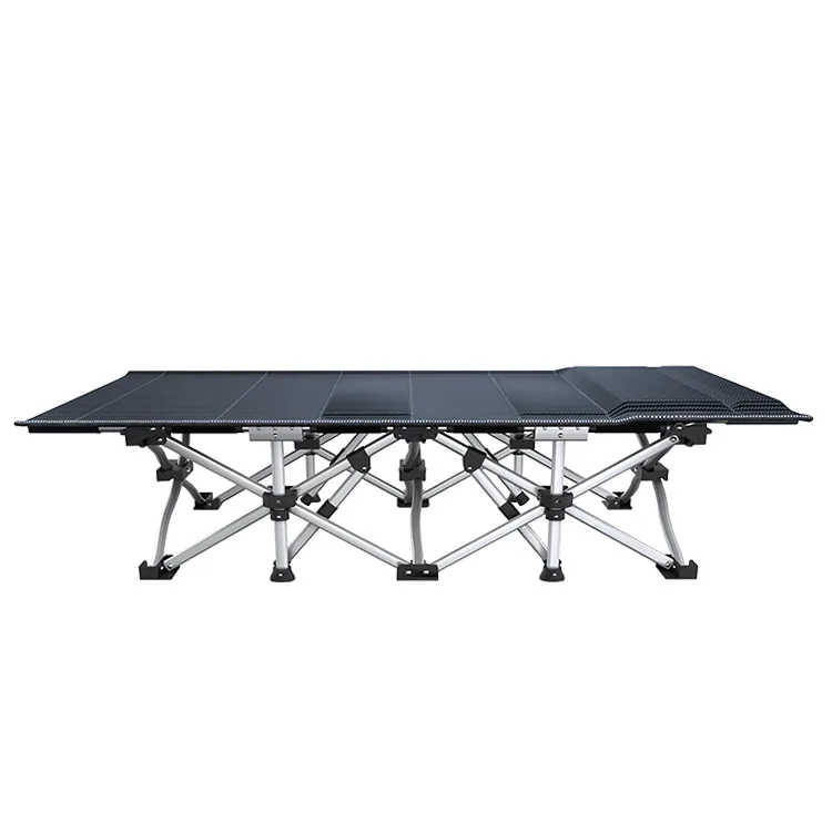China portable outdoor leisure folding camping bed metal steel pipes camping arm cot bed for sale