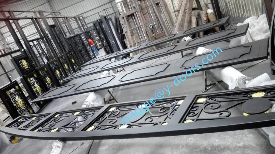 US Standard Wrought Iron Garage Door Panels for Exterior Car Entry control by electric motor
