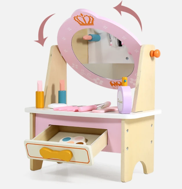 New Arrival from SKylark High Simulation Pretend Play Role Playing Toys Kids Makeup Toys Wooden Dresser for Girl