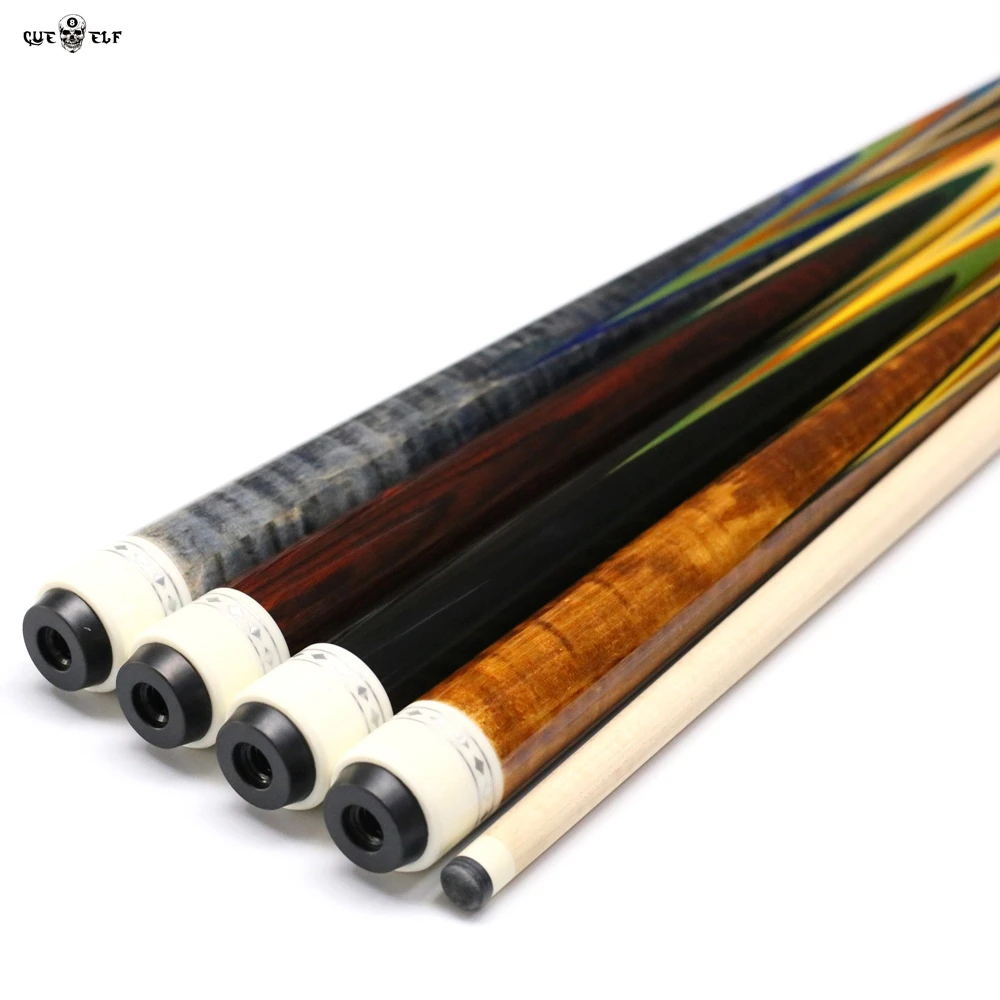 
Cueelf high quality rainbow design with 12 pcs laminated maple wood shaft handspliced inlay carom cue 