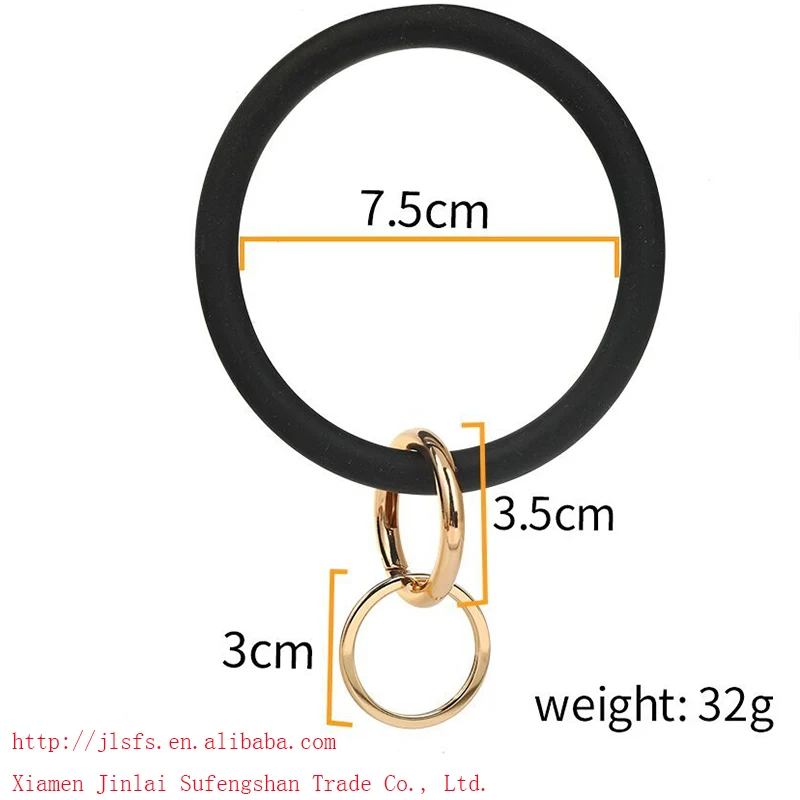 Silicone Glitter O Keyring Fasion Chic Circle Loop Wristlet Anti-Lost Keychain Wholesale For Women Key Wrist Strap Sport Jewelry