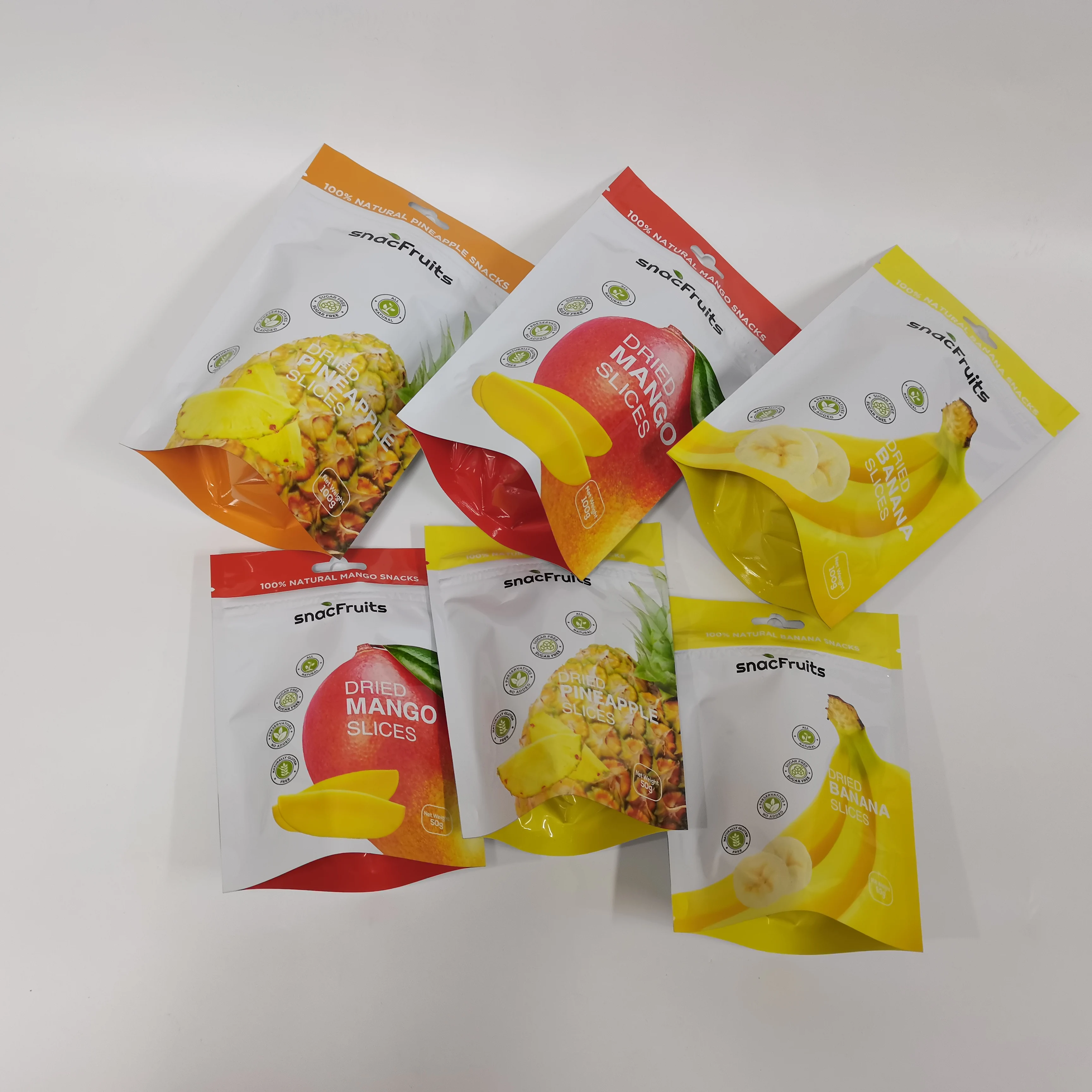 Resealable plastic candy pouches stand up custom snack dried fruit food packaging bags