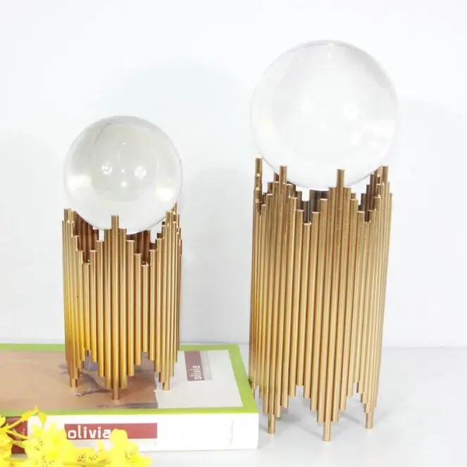Home Decorations stainless steel handicraft creative household bamboo crystal ball decoration