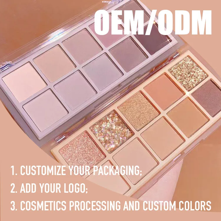 Wholesale High Pigment Glitter Eyeshadow Palette 10 Colors Custom Creative Matte Cosmetics for Dry Eye Private Label for Girls