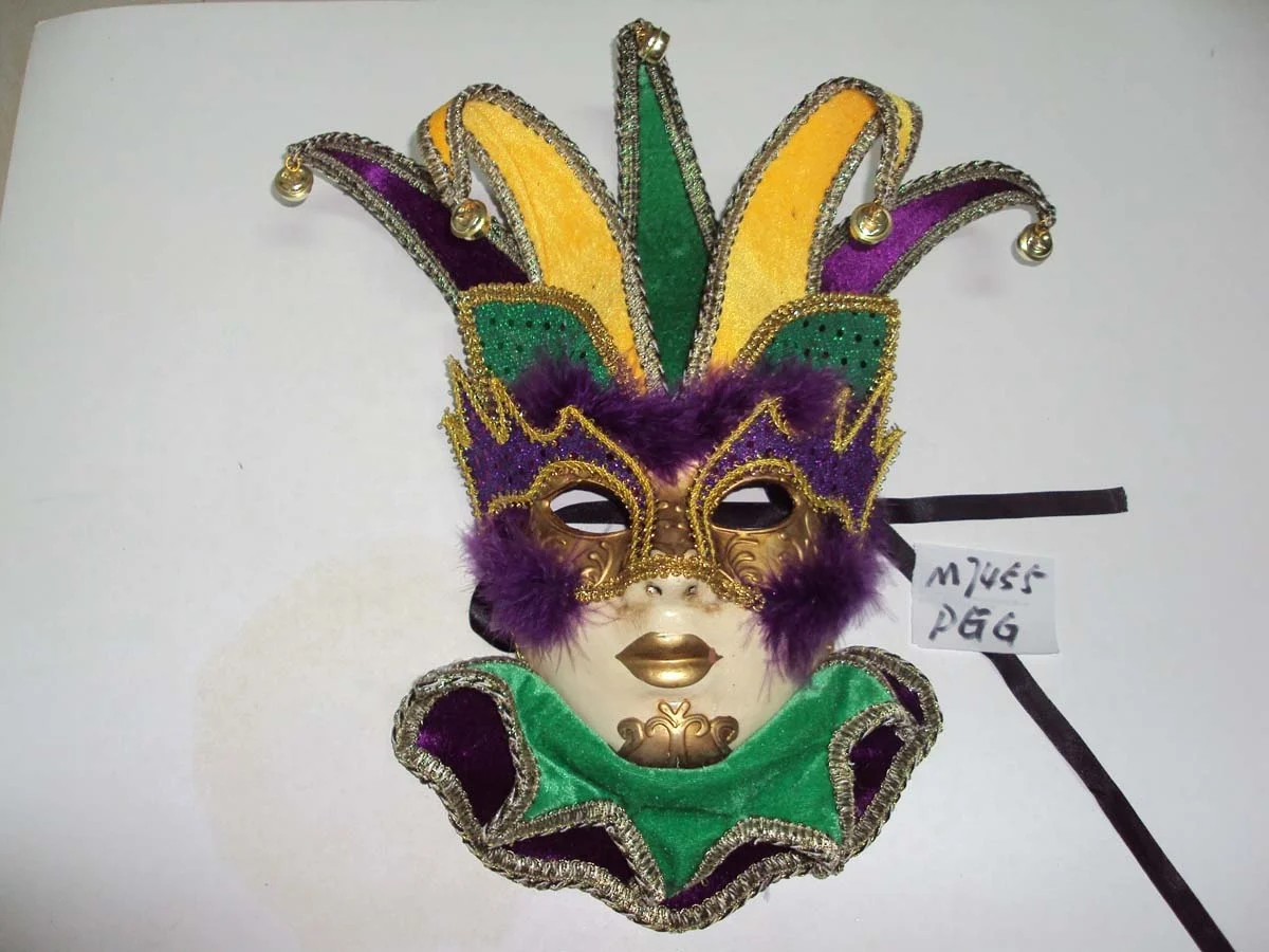 Woman Face Venetian Mask Lady Mardi Gras Mask With  Feather And Flower On Top