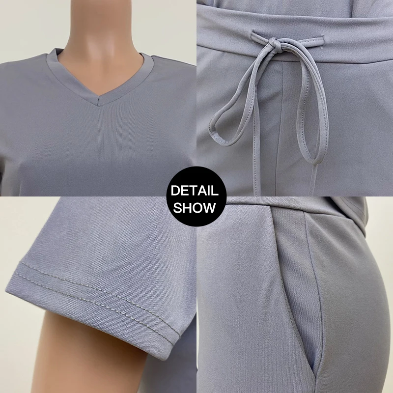 New arrival  summer causal women two piece pant sets T-shirt and jogger solid 2 pcs sets sport outfits clothing