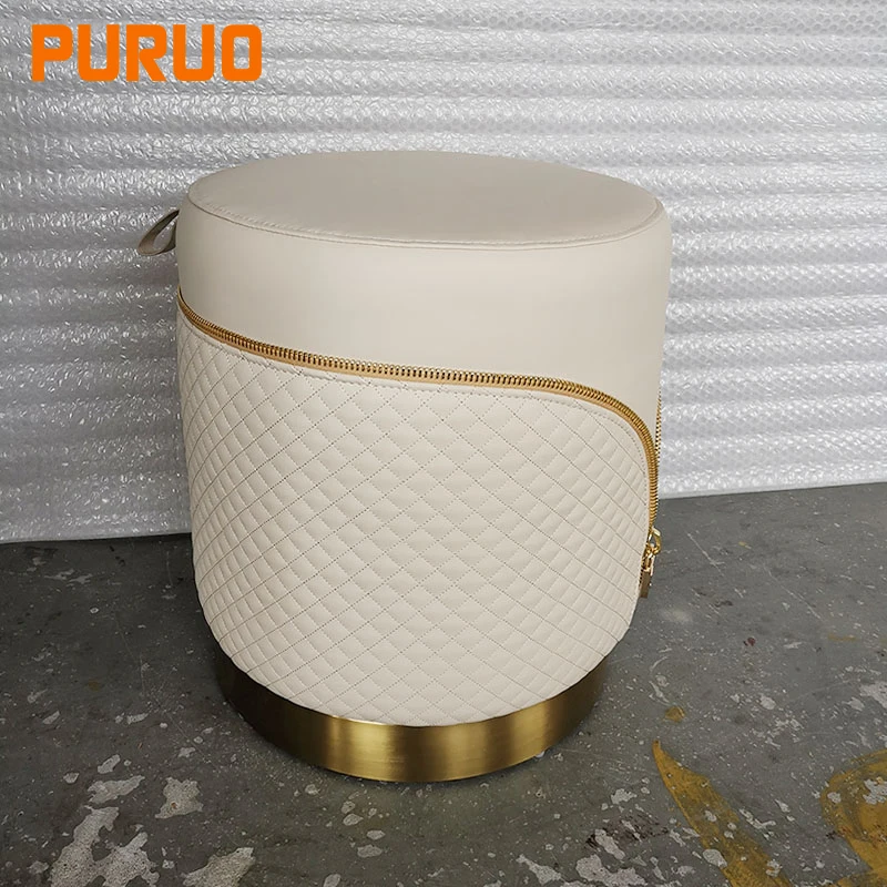 PURUO wholesale wooden cheap small kitchen storage bar stools PU round sofa chair for cheap price