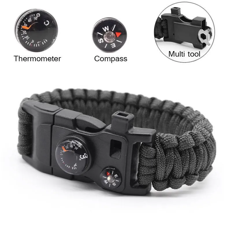 Outdoor escapel Adjustable Survival Bracelet Camping Wristband With Plastic Buckle