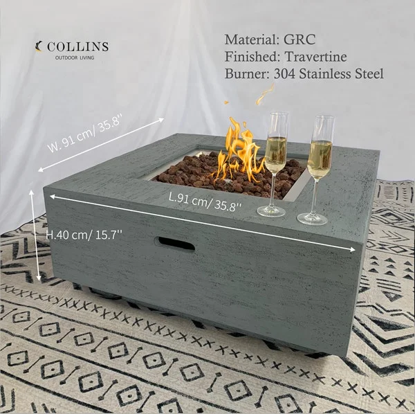 Coling living 2023 new design factory directly selling cement fire pit outdoor concrete gas fire pit dining table