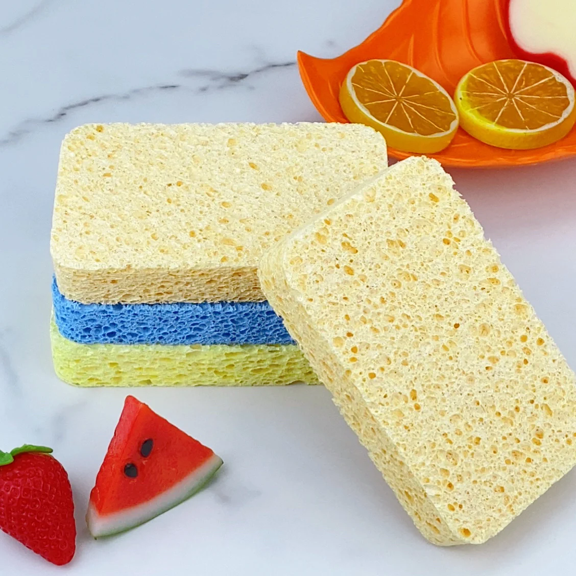 Экологически чистая целлюлозная биоразлагаемая кухонная губка для мытья посуды