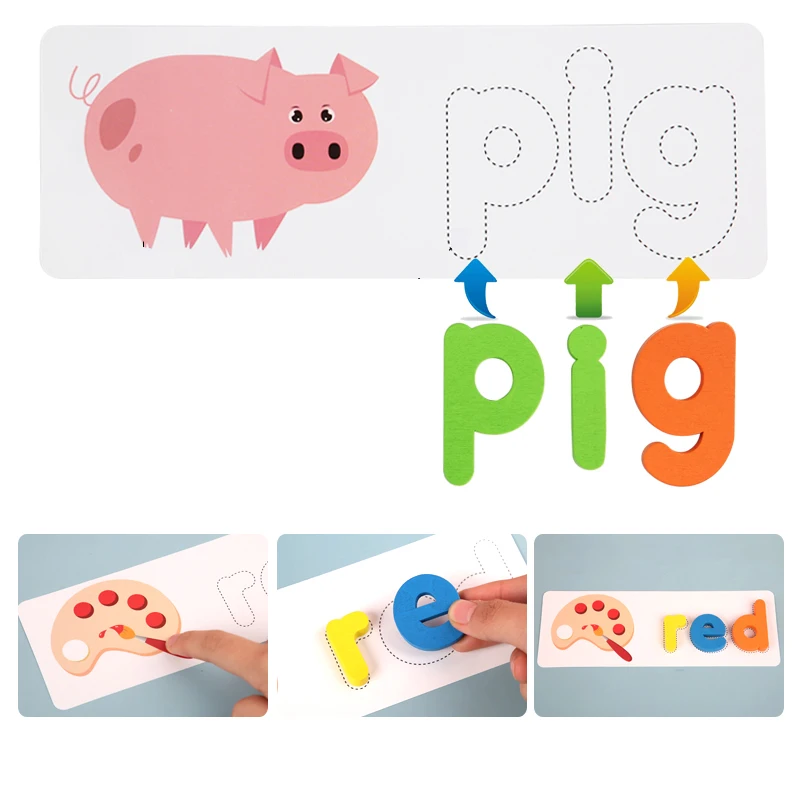 
Preschool intelligence wooden alphabet blocks matching english letters spell english word game for girls boy gifts 