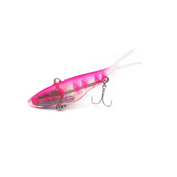 
Popular soft Vibe lure fork tail soft plastic fishing lure with 6# treble hooks 